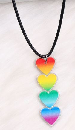 AZ286B Rainbow Heart Shades Necklace