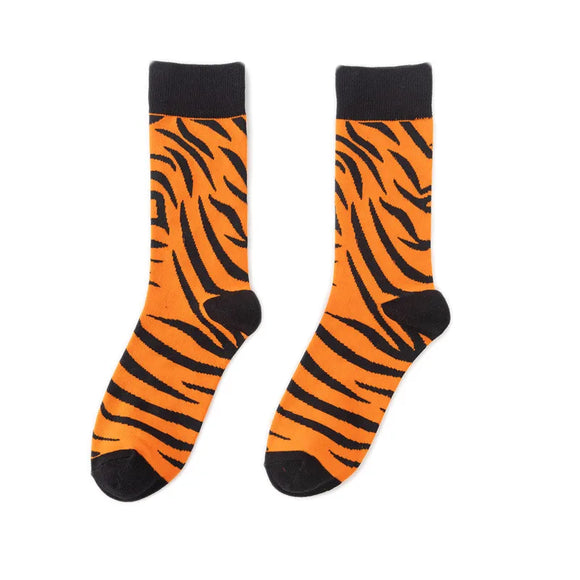 AZ305B Black & Orange Animal Print Socks