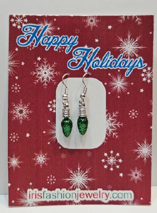 AZ1418 Green Christmas Bulb Earrings