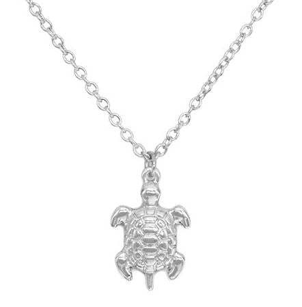 AZ1292 Silver Dainty Turtle Necklace with FREE Earrings
