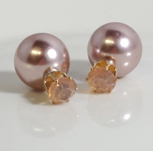 AZ1079 Pearlized Ball & Rhinestone Earrings