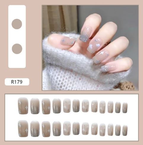 NS88 Long Square Press On Nails 24 Pieces R179