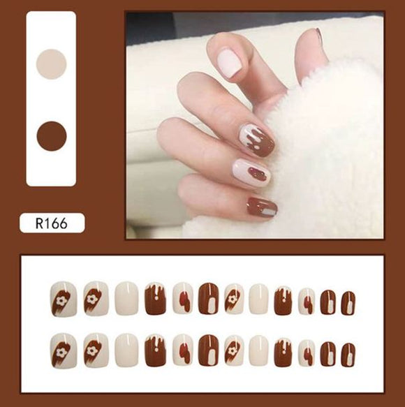 NS110 Short Square Press On Nails 24 Pieces R166