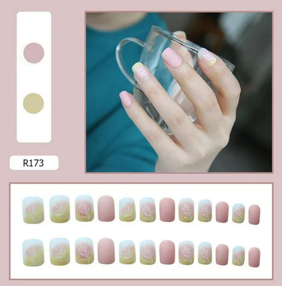 NS103 Short Square Press On Nails 24 Pieces R173