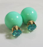 AZ1033 Mint Green Rhinestone Ball Earrings