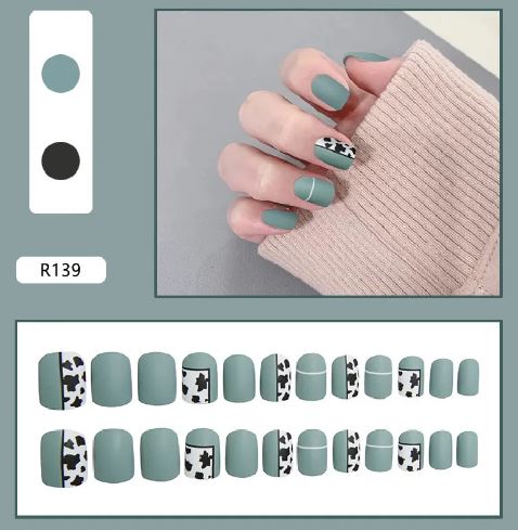 NS84 Short Square Press On Nails 24 Pieces R139