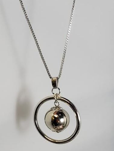 AZ1345 Silver Hoop & Ball Necklace with FREE Earrings