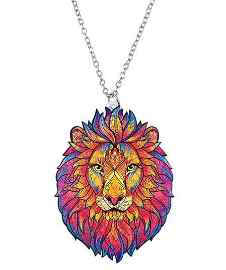 N1148 Silver Colorful Acrylic Lion Necklace with FREE Earrings