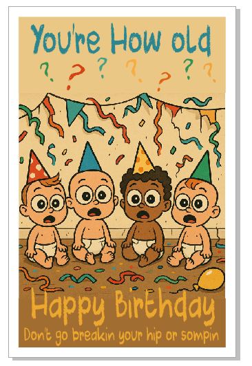 GC24 Birthday Card Greeting Card Happy Birthday Shocked Babies