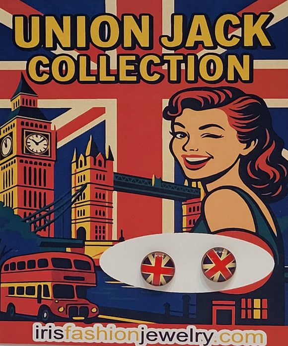 AZ205 Union Jack British Flag Earrings