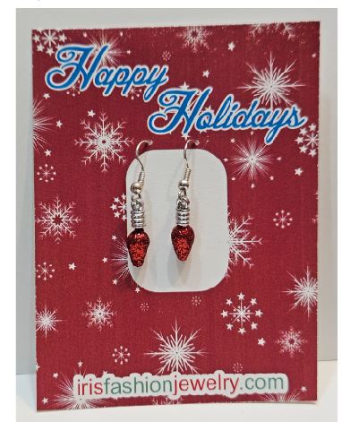 AZ1409 Red Christmas Bulb Earrings