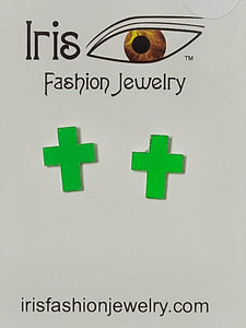 AZ1618 Green Cross Earrings