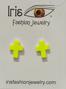 AZ1619 Yellow Cross Earrings