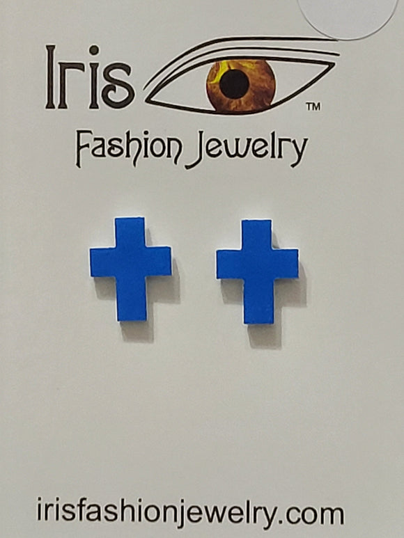 AZ1620 Blue Cross Earrings