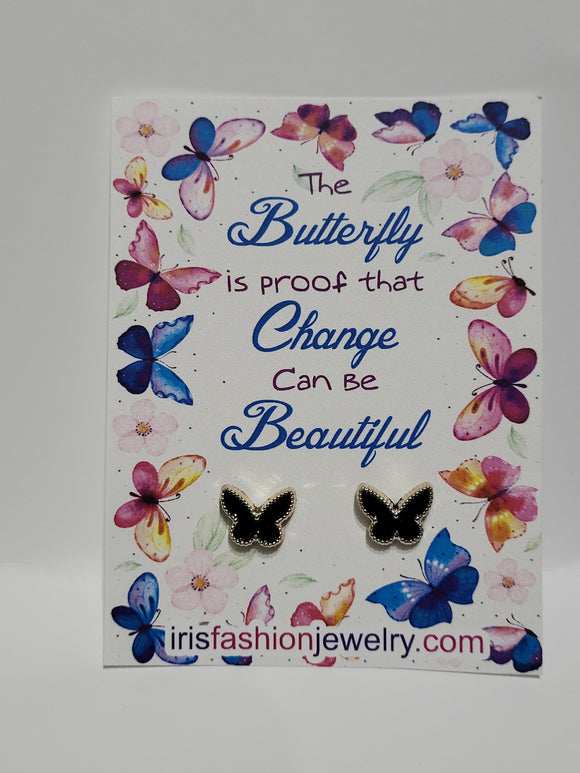 AZ1630 Beautiful Butterfly Earrings Gun Black & Gold Color