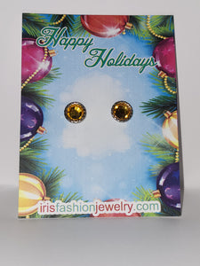 AZ1634 Gold Gem Christmas Earrings