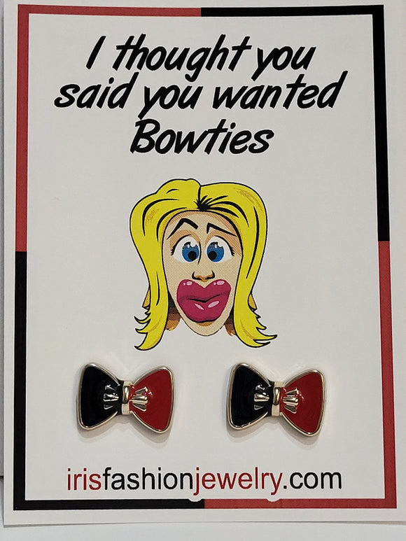 AZ15A Funny Botox Bowtie Earrings