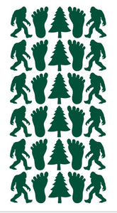 Forest Green Bigfoot Sasquatch 1-1/4" Stickers Envelope Seals Arts & Crafts DC01-613