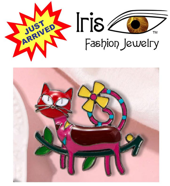 AZ305 Red Face Cat Pin