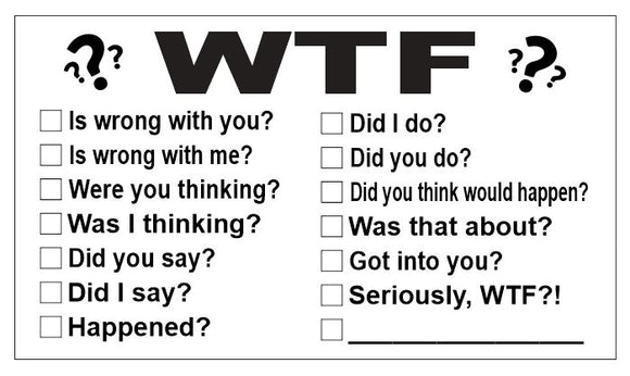 BC04 WTF Business Card Pack of 50 cards