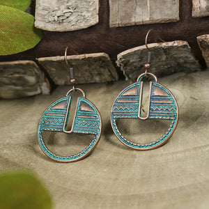 AZ1552 Patina Look Circle Design Earrings