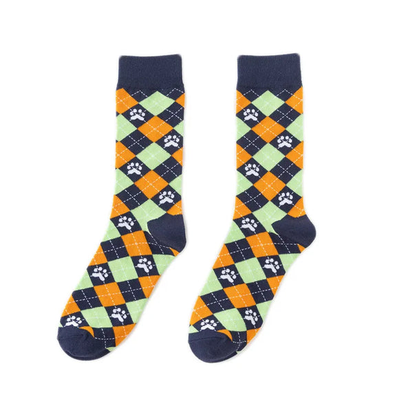 AZ437B Checkered Paw Socks
