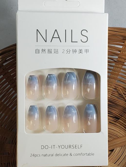 NS335 Long Plastic Ballerina Nails Press On Nails 24 Pieces R002