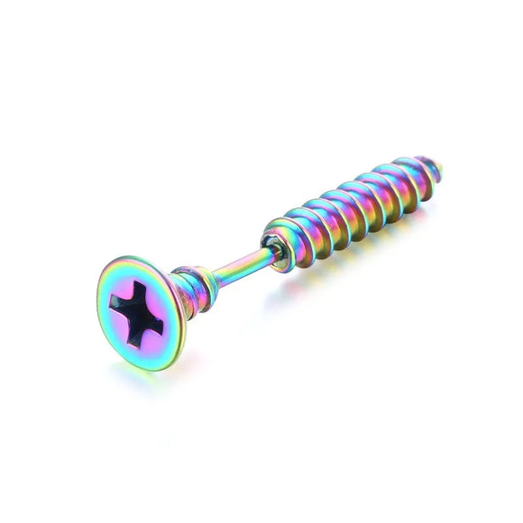 AZ1414 Oil Slick Screw Earring (1 single earring)