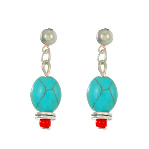 AZ681 Turquoise Hanging Bead Earrings