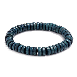 AZ228 Lake Blue Wooden Bead Bracelet