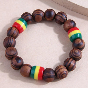 AZ899 Rasta Wood Bead Bracelet