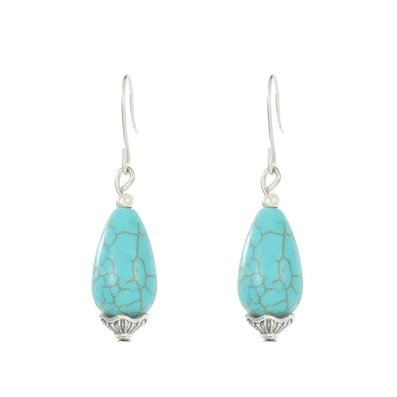 AZ749 Turquoise Hanging Bead Earrings