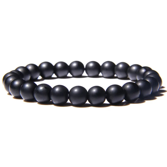 AZ406 Black Frosted Bead Bracelet