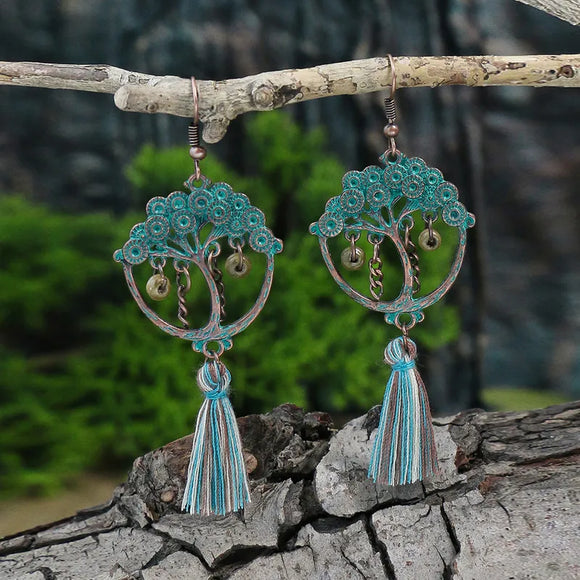 AZ419 Patina Look Tree Design Earrings