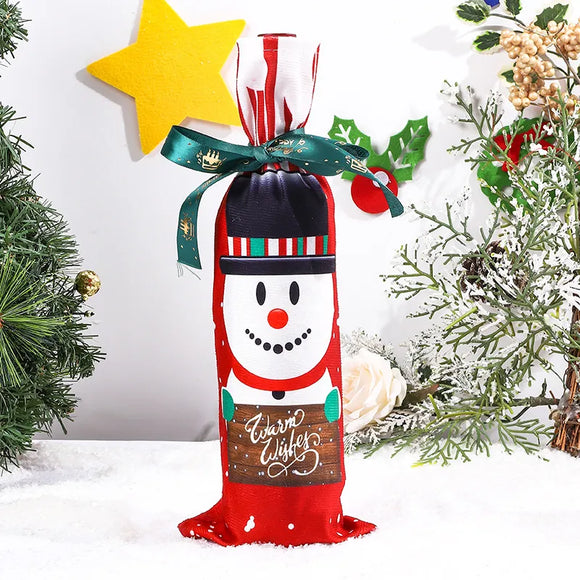 AZ821 Snow Man Festive Wine Bottle Cover