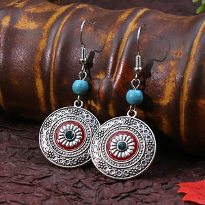 AZ1586 Retro Geometric Turquoise Drop Earrings