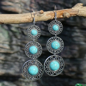 AZ1247 Silver Color Turquoise Gem Earrings