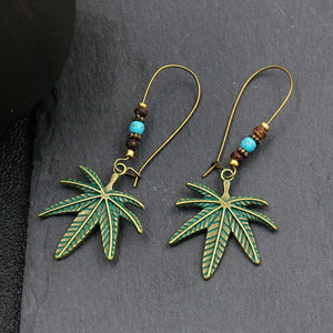 AZ917 Patina Look Weed Design Earrings