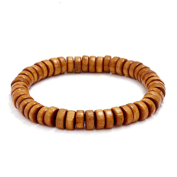 AZ374 Light Brown Wooden Bead Bracelet