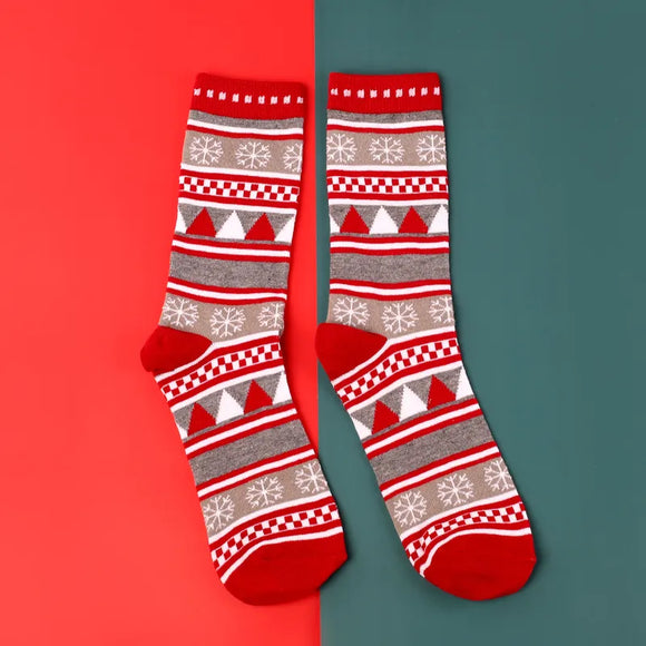 SF182 Christmas Snowflake & Triangle Socks