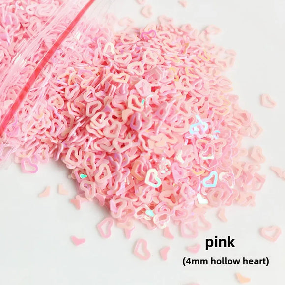 AZ885 Pink Hollow Heart Glitter For Nails or Crafts