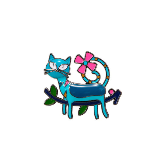 AZ346 Blue Face Cat Pin