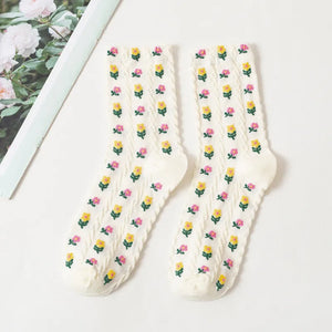 SF223 White Flower Socks