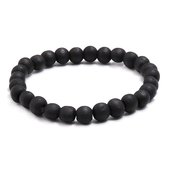 AZ1602 Matt Black Wood Bead Bracelet