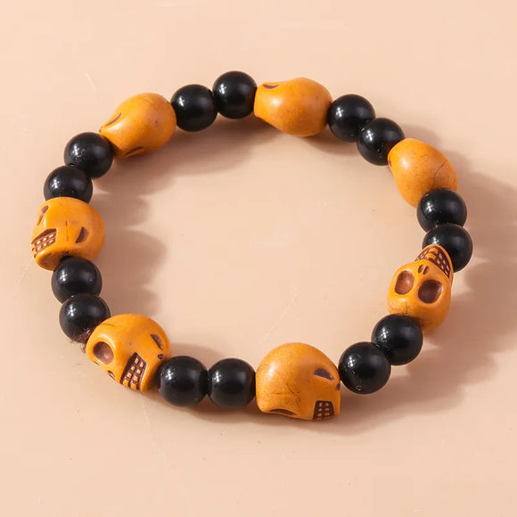 AZ317 Orange & Black Skull Bracelet