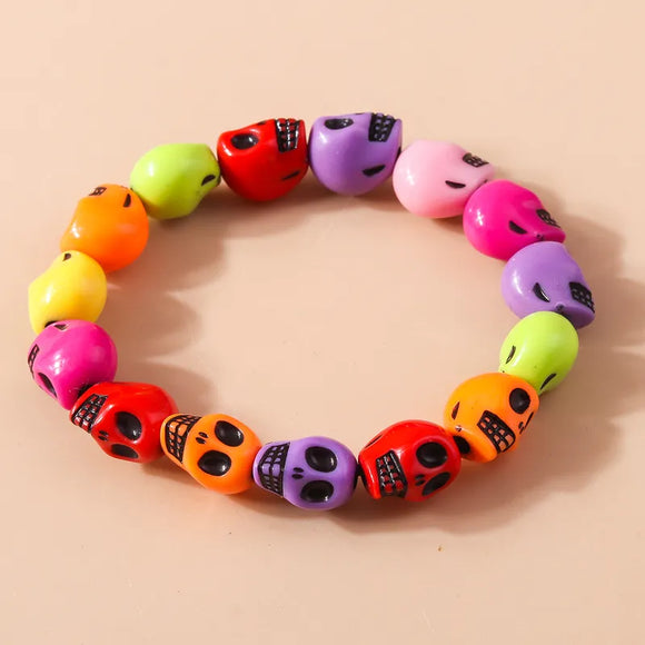 AZ1061 Multi Color Skull Bead Bracelet