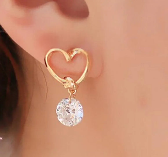 AZ645 Gold Color with Crystal Gem Earrings