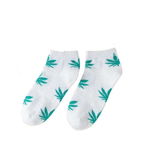 AZ400 White Weed Low Cut Socks