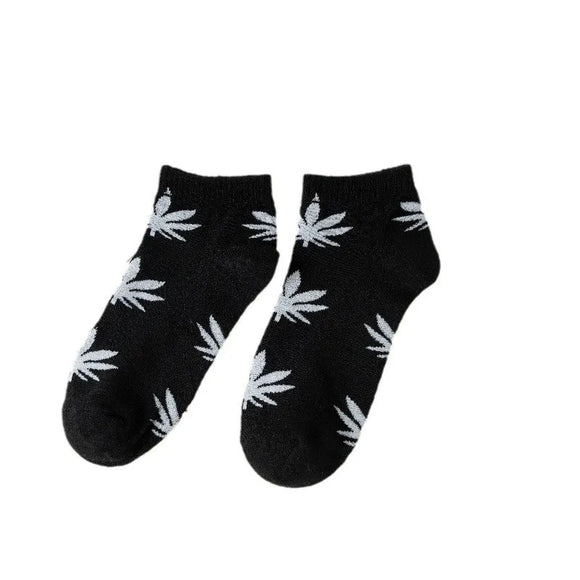 AZ403B Black Weed Low Cut Socks