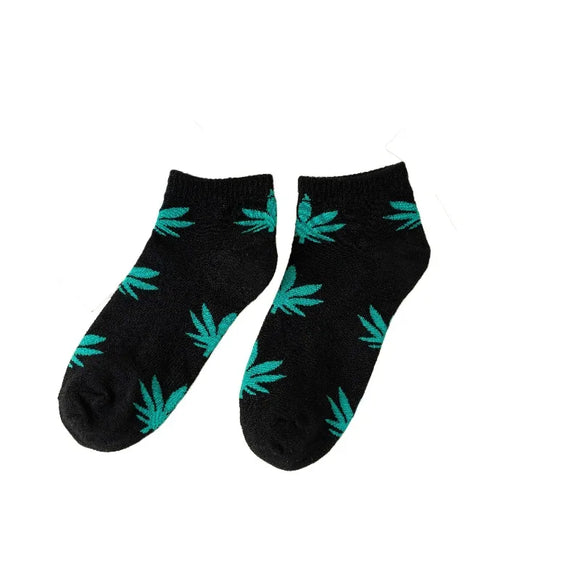 AZ400B Black Weed Low Cut Socks